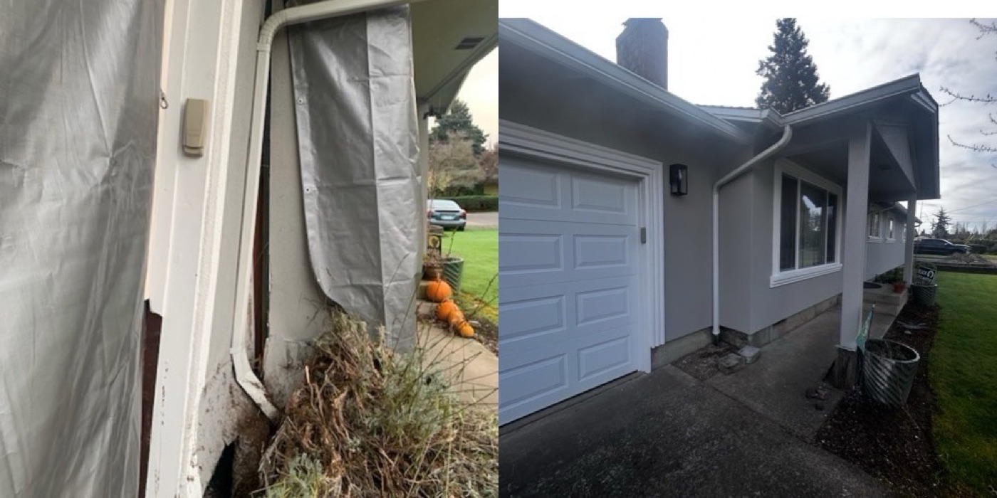 Before and after property restoration work